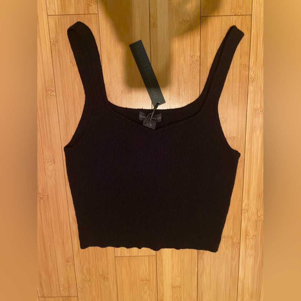 NWT House of Harlow 1960 black sweater knit tank top large
